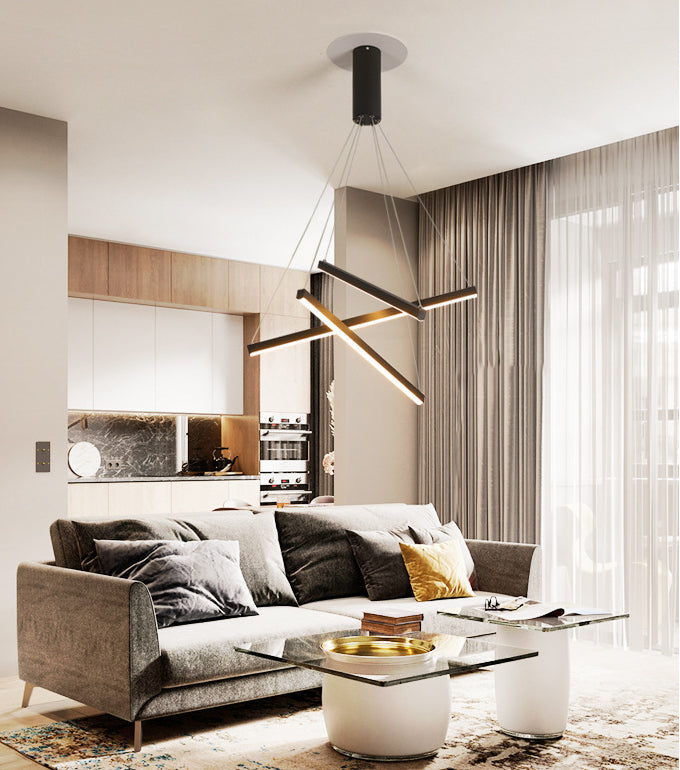 Minimalistische Zwarte LED Hanglamp - Moderne Metaalverlichting voor Lobby en Woonruimtes