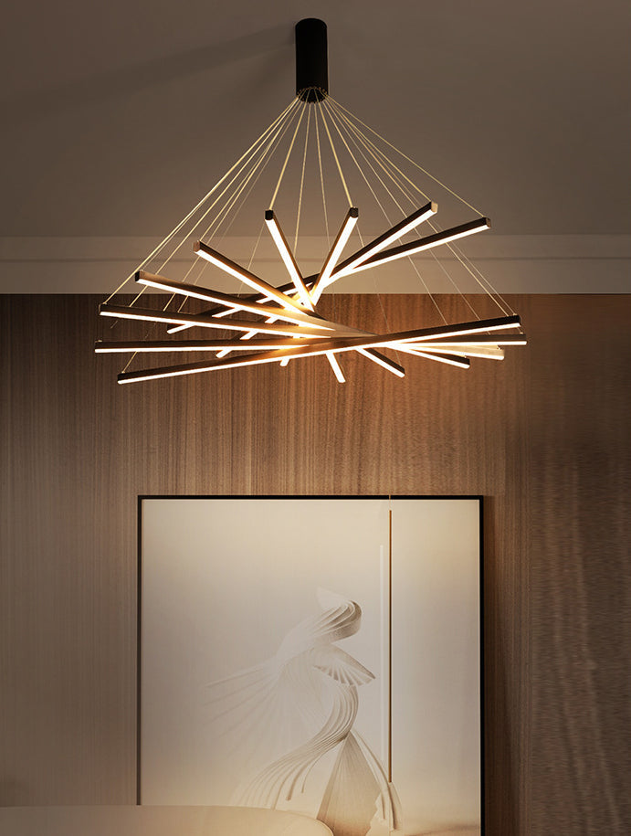Minimalistische Zwarte LED Hanglamp - Moderne Metaalverlichting voor Lobby en Woonruimtes