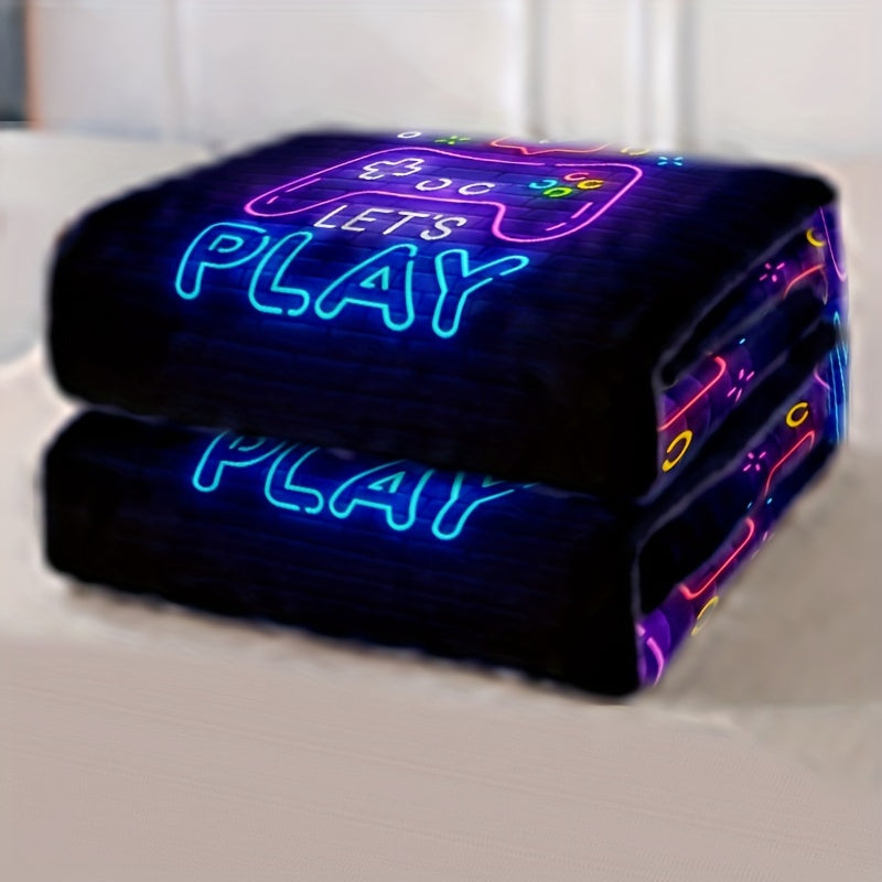 Gamer Deken - Zachte Flanellen Deken met Neon Game Controller Design - Perfect voor Tieners en Gamers