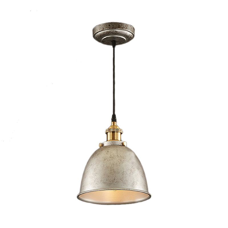 Industrieel Sfeervolle Hanglamp - Zwart/Roest Metaal - 1-Licht Dome Ontwerp met Verstelbare Ketting