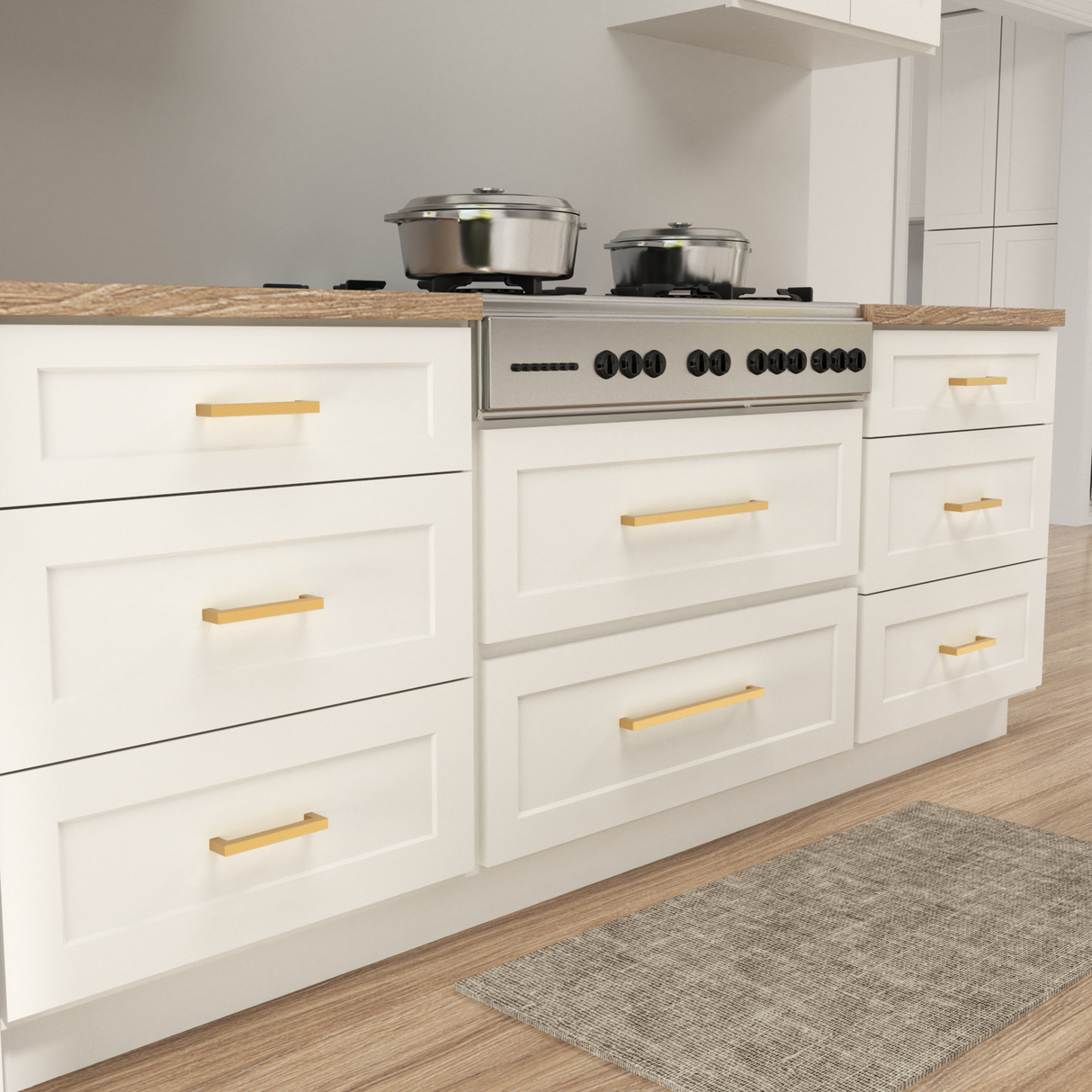 Geborstelde Messing Ladegrepen Gouden Vierkante Handvatten voor Keuken