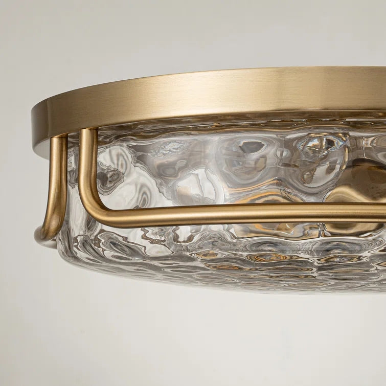 Glowlings Farmhouse 2-Light Water Ripple Glass Seeded Flush Mount