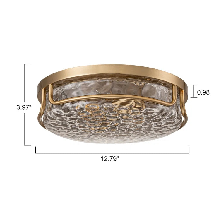 Glowlings Farmhouse 2-Light Water Ripple Glass Seeded Flush Mount