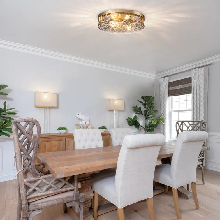 Glowlings Farmhouse 2-Light Water Ripple Glass Seeded Flush Mount