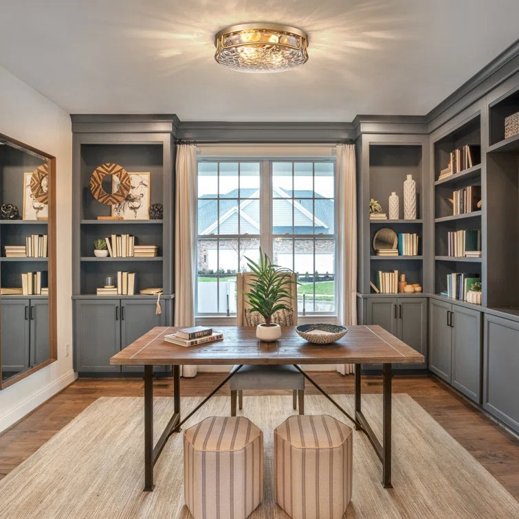 Glowlings Farmhouse 2-Light Water Ripple Glass Seeded Flush Mount