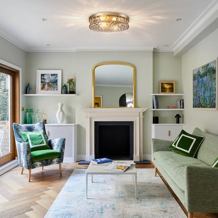 Glowlings Farmhouse 2-Light Water Ripple Glass Seeded Flush Mount