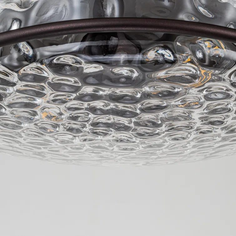 Glowlings Farmhouse 2-Light Water Ripple Glass Seeded Flush Mount