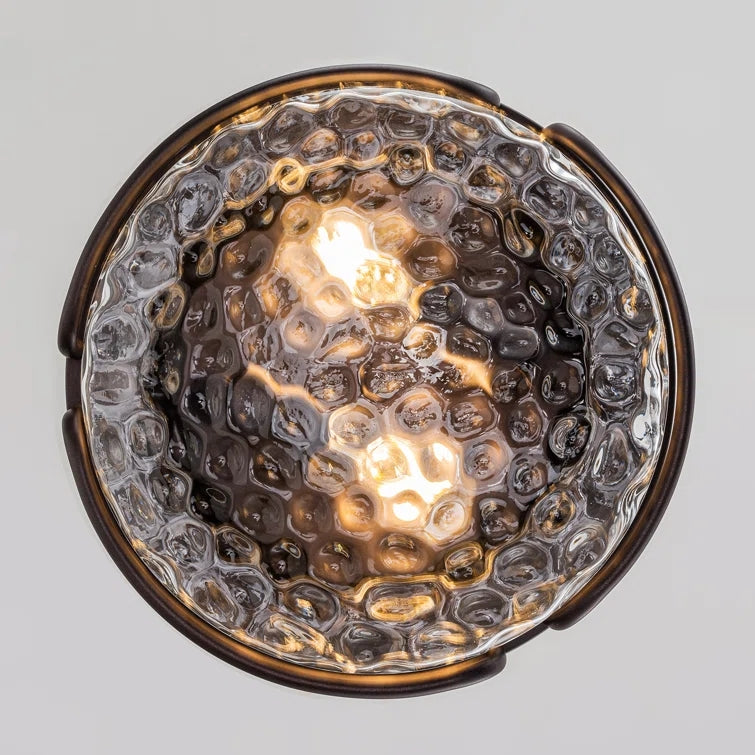 Glowlings Farmhouse 2-Light Water Ripple Glass Seeded Flush Mount