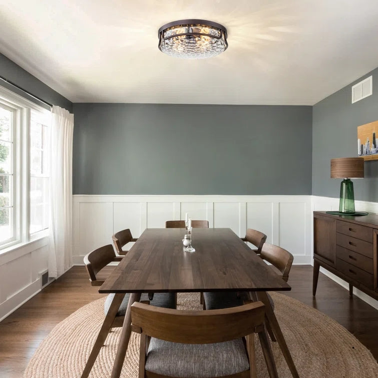 Glowlings Farmhouse 2-Light Water Ripple Glass Seeded Flush Mount