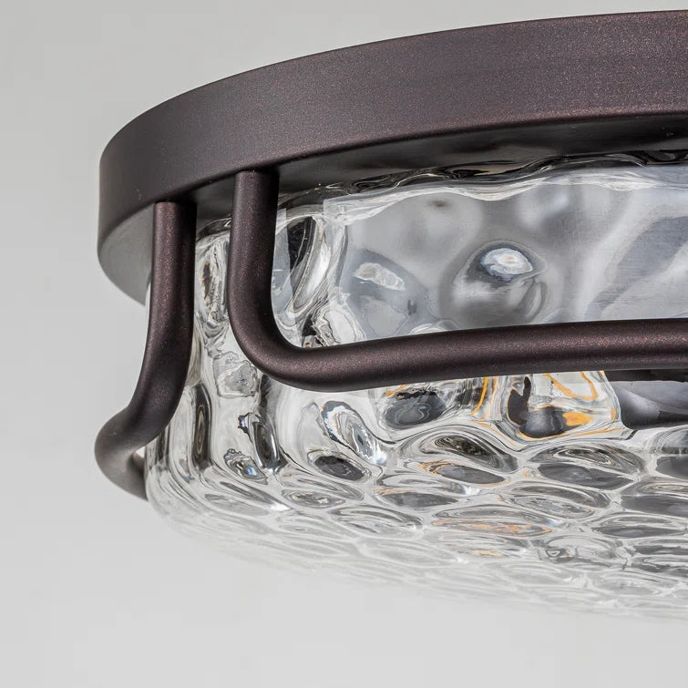 Glowlings Farmhouse 2-Light Water Ripple Glass Seeded Flush Mount
