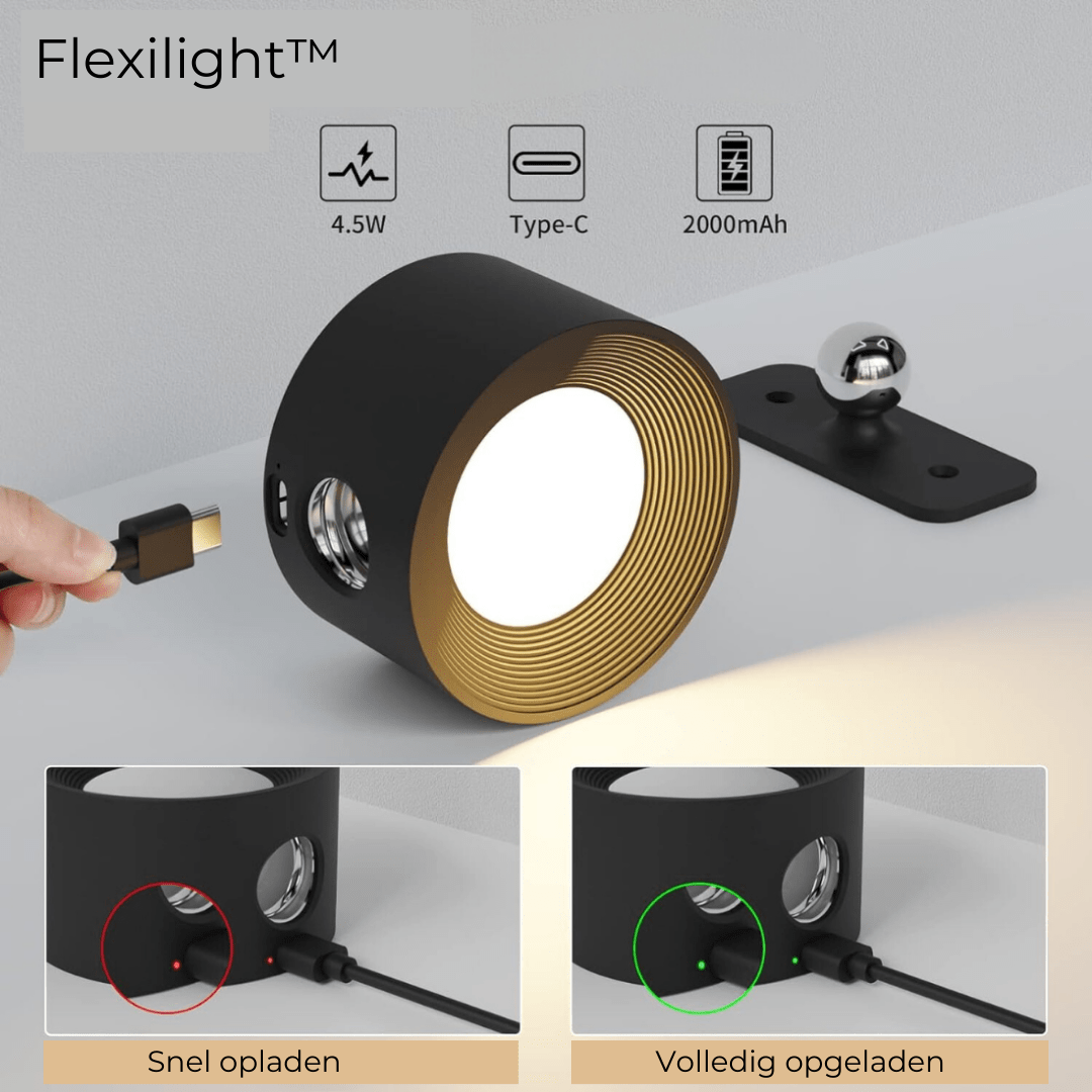 FlexiLamp | Draadloze Oplaadbare 360° LED Muurlamp voor Binnen en Buiten