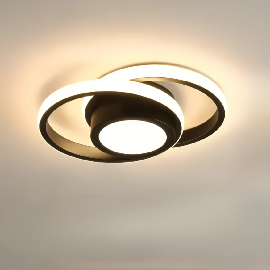 Moderne LED Plafondlamp 18W | Creatief Ontwerp met 2 Ringen | Energiezuinige Verlichting voor Woonkamer & Kantoor 24 cm