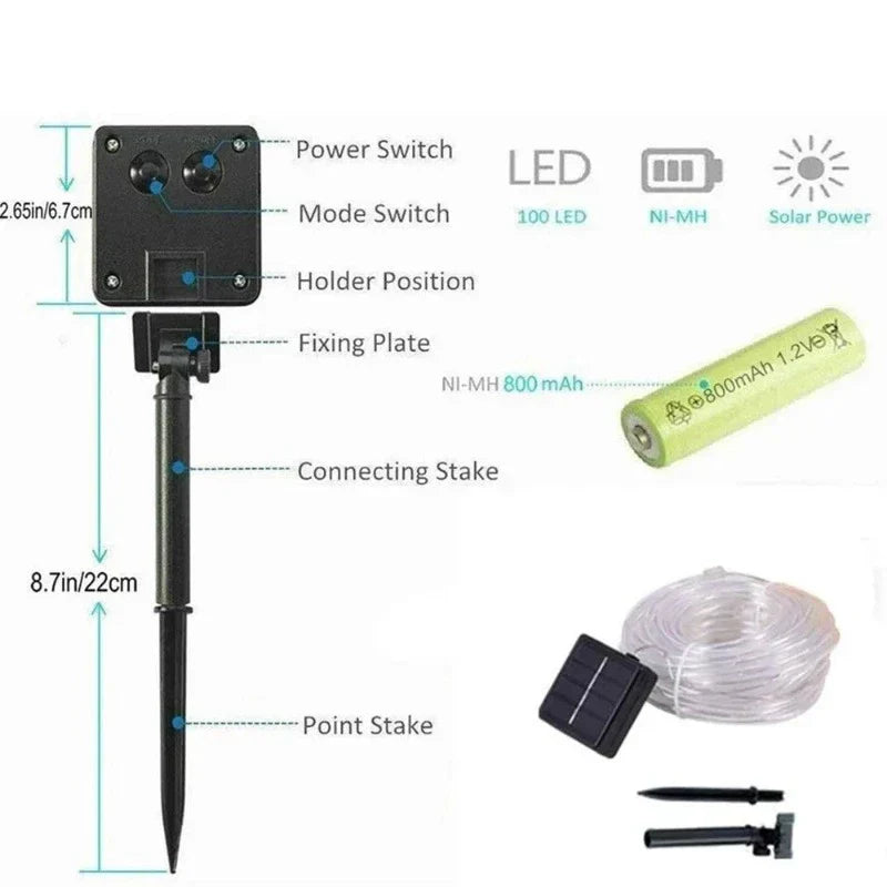 ZonlichtLint - Solar LED Lichtslingers voor Tuin, Waterdicht en Energiezuinig, 22M