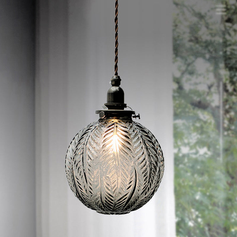 Koloniale Wereld Hanglamp, 1-licht, Helder/Grijs Glas, met Veerontwerp