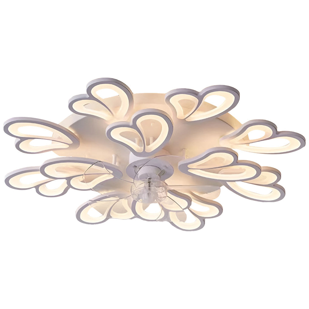 Creatieve Bloemvormige Drie Stappen Dimbare LED Scandinavische Plafondventilator Lampen