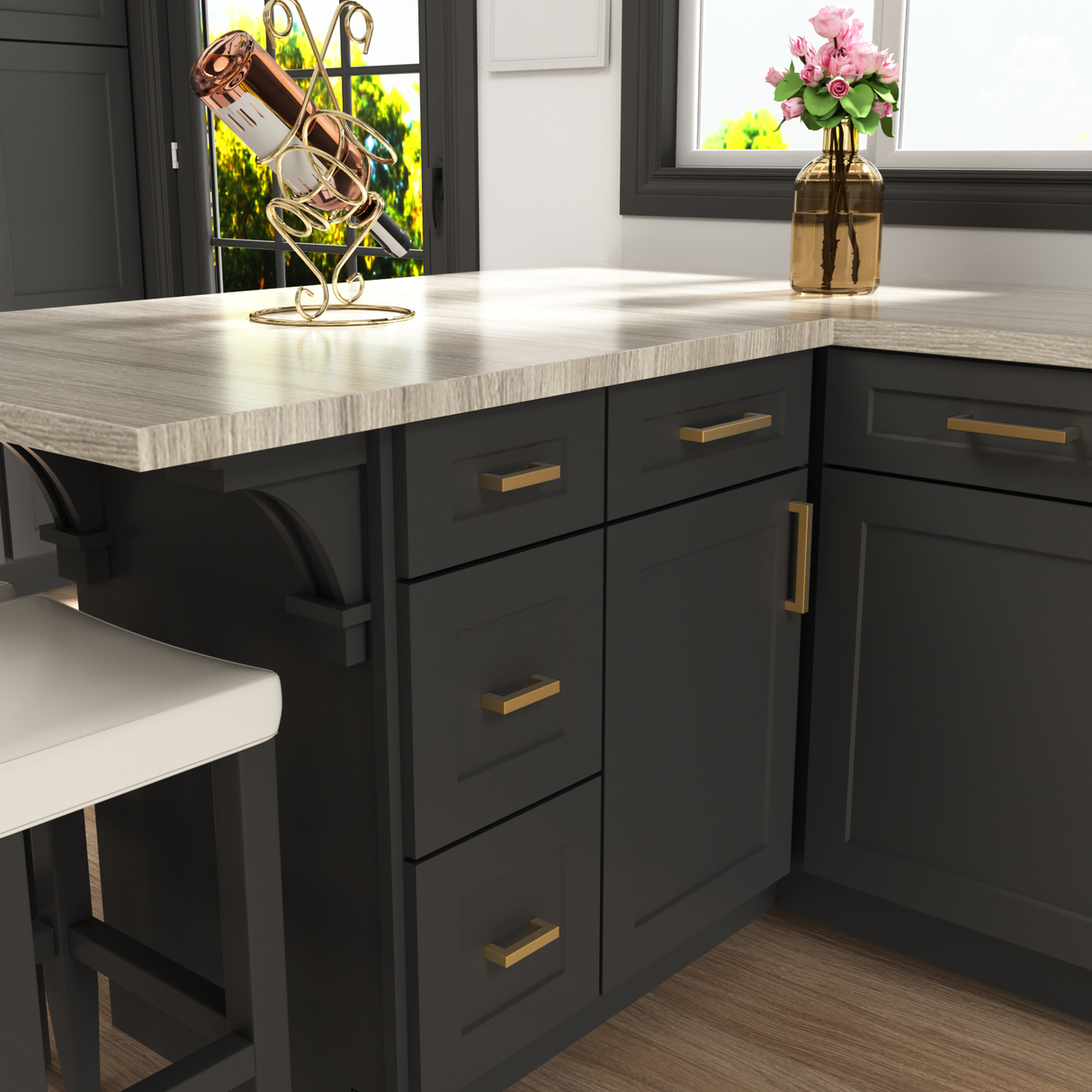 Geborstelde Messing Ladegrepen Gouden Vierkante Handvatten voor Keuken