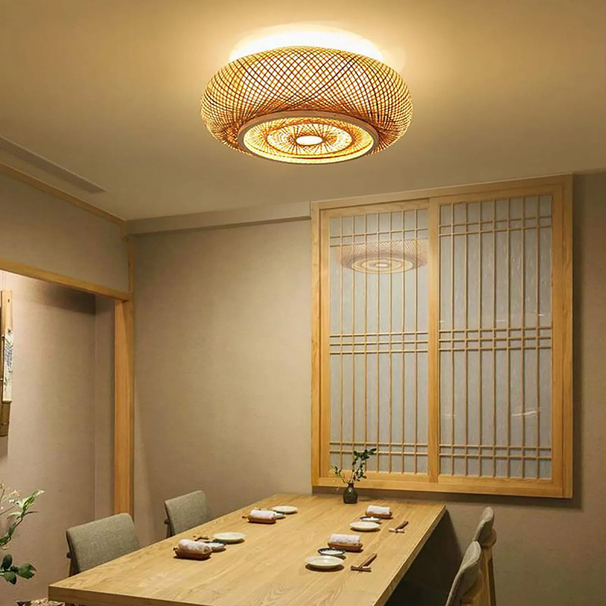 Bamboe Inbouwlamp voor Plafond - Natuurlijke Elegantie en Rust in Elke Ruimte