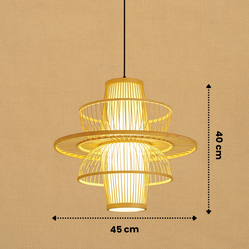 Aziatische Bamboe Hanglamp in Zwart/Beige | Elegante Verlichting voor Restaurants en Eetkamers