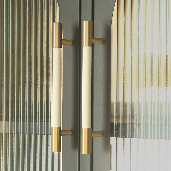 Messing Massief Lederen Handgemaakte Kastgrepen Ladeknoppen