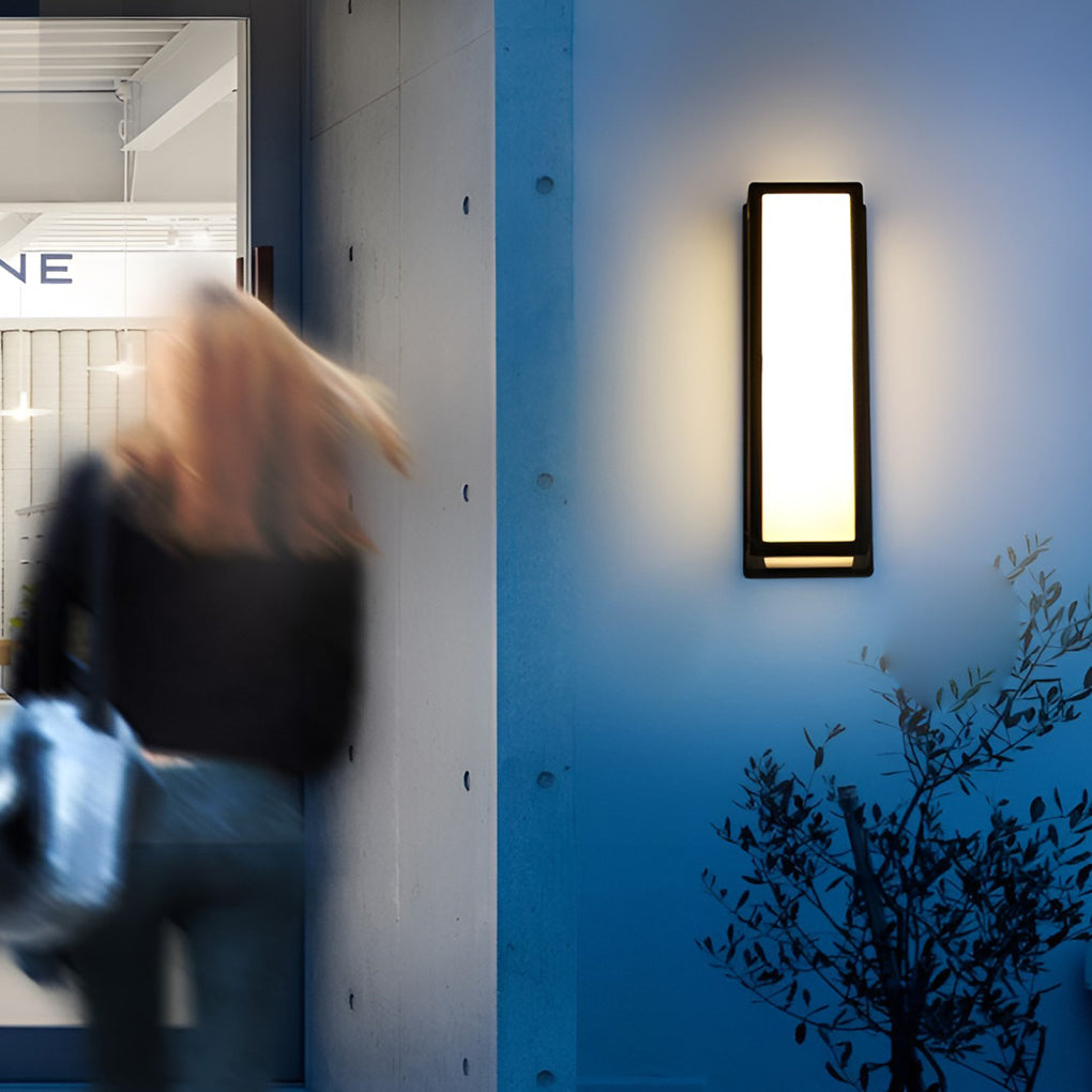 Rechthoekige LED Waterdichte Bewegingssensor Zwarte Moderne Wandlamp