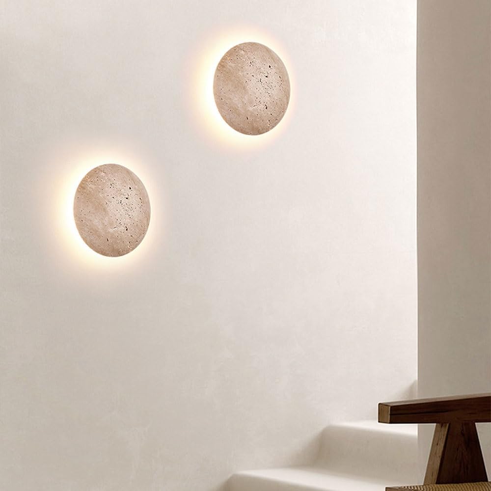 Anais Stonelamp - Moderne Sferische Wandlamp van Travertijn voor Luxe Interieurverlichting
