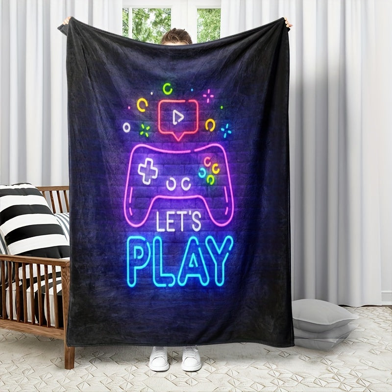 Gamer Deken - Zachte Flanellen Deken met Neon Game Controller Design - Perfect voor Tieners en Gamers