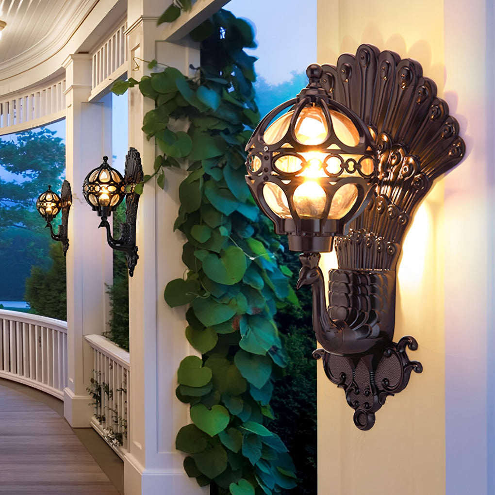 Waterdichte Retro Pauwen Aluminium Europese Stijl Buiten Wandlamp