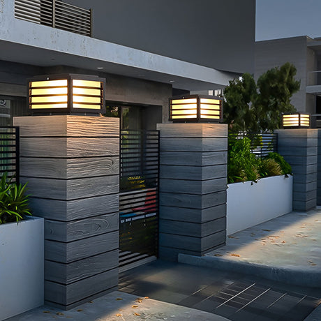 Vierkante Waterdichte LED Moderne Zonne-energie Hek Postlichten met Dimbare Functie