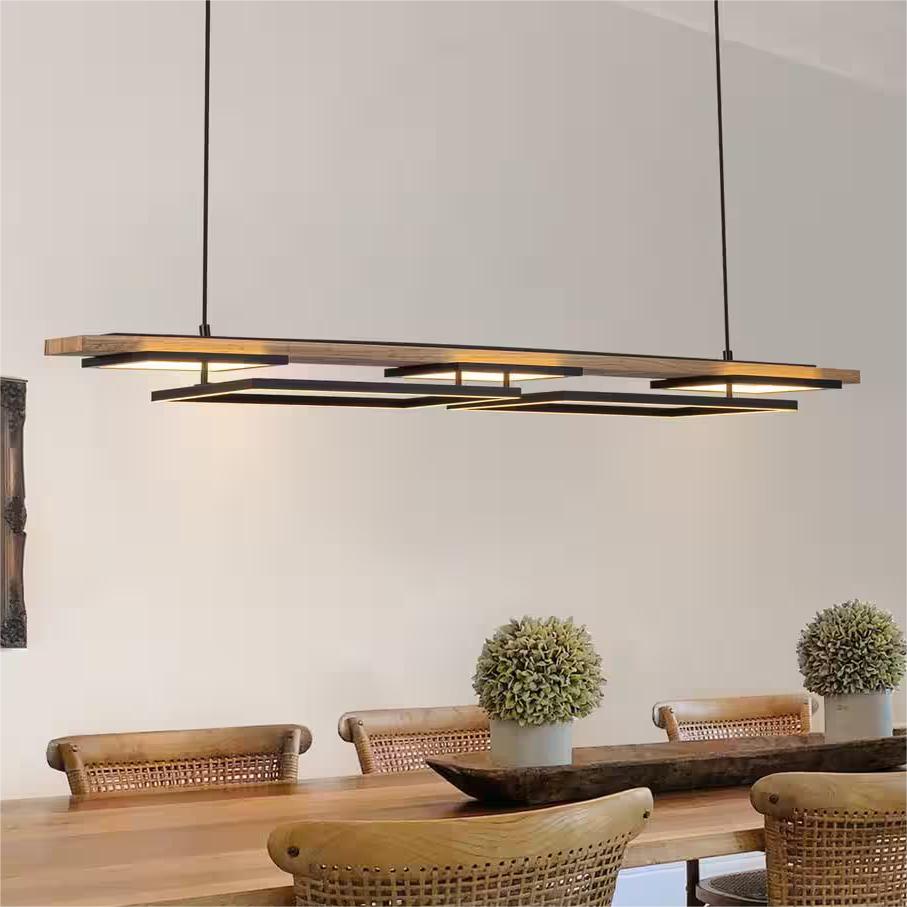 Verstelbare LED Houten Plafondlamp voor Woonkamer