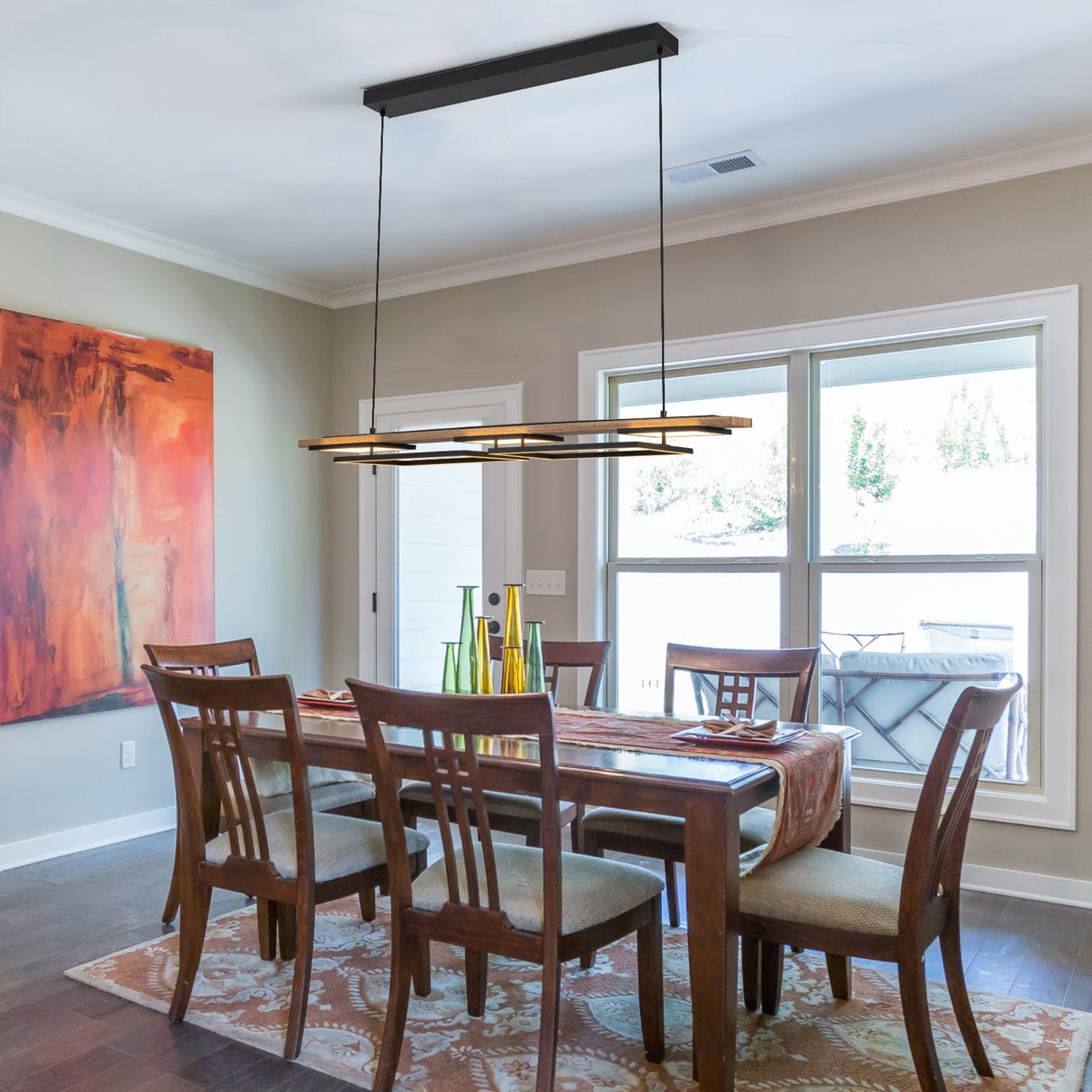 Verstelbare LED Houten Plafondlamp voor Woonkamer