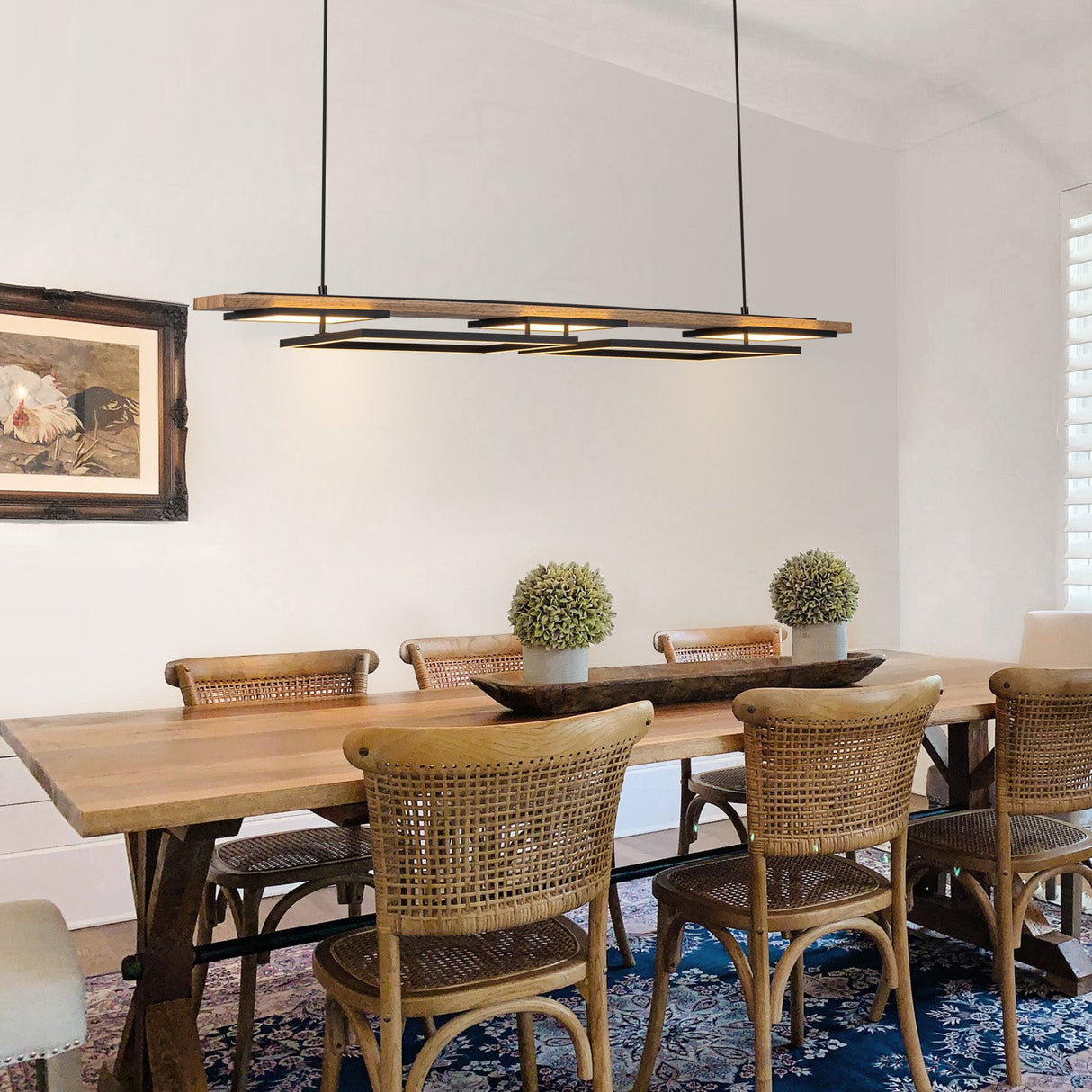 Verstelbare LED Houten Plafondlamp voor Woonkamer