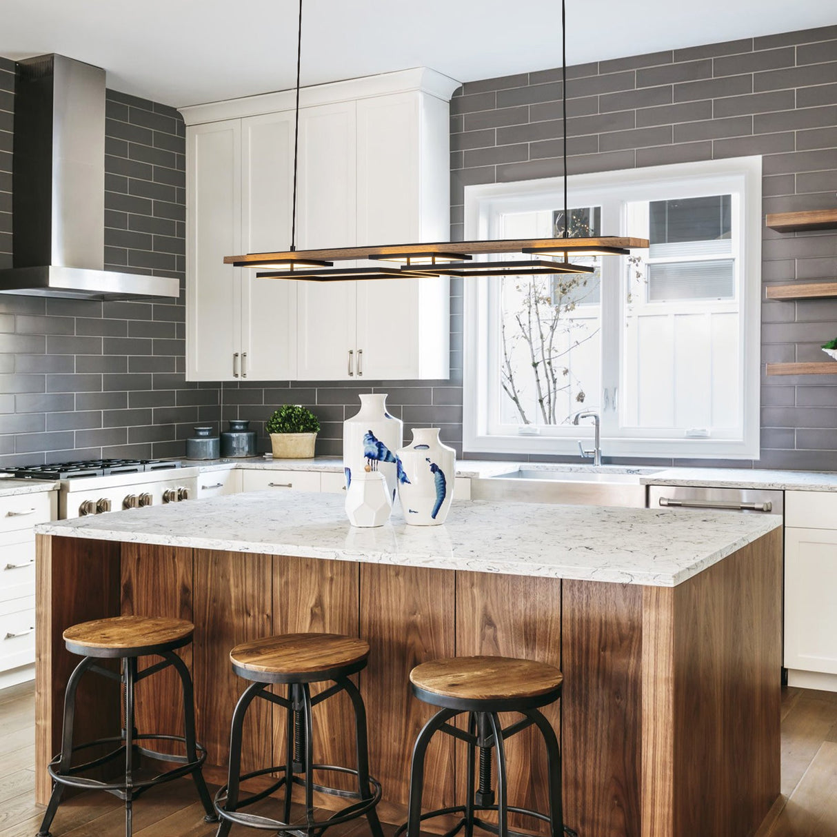 Verstelbare LED Houten Plafondlamp voor Woonkamer