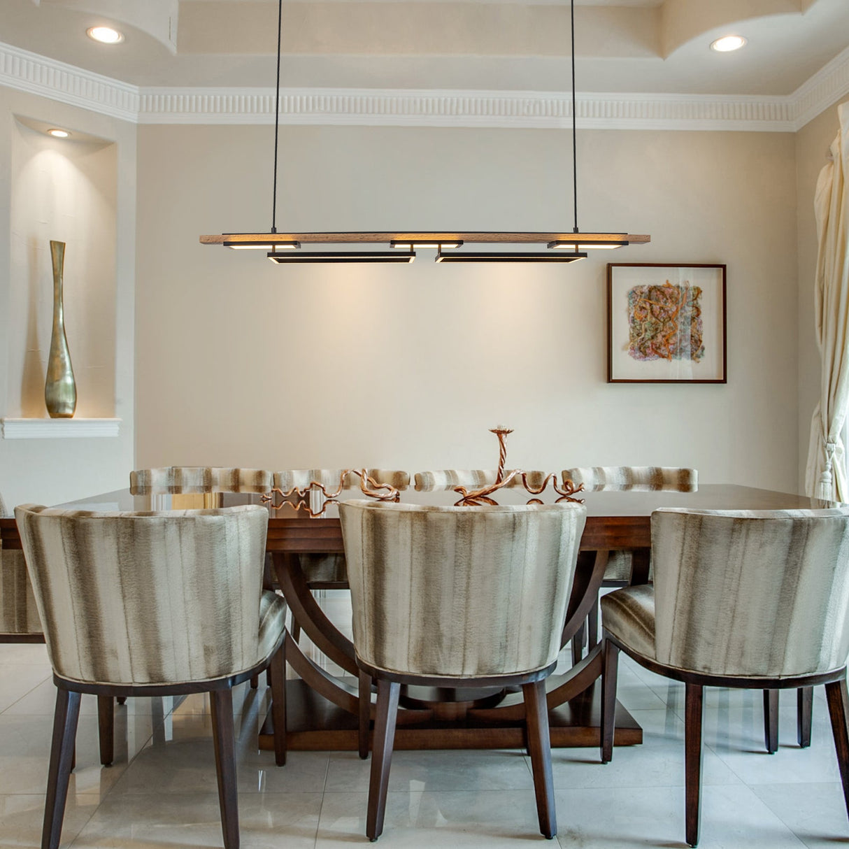 Verstelbare LED Houten Plafondlamp voor Woonkamer