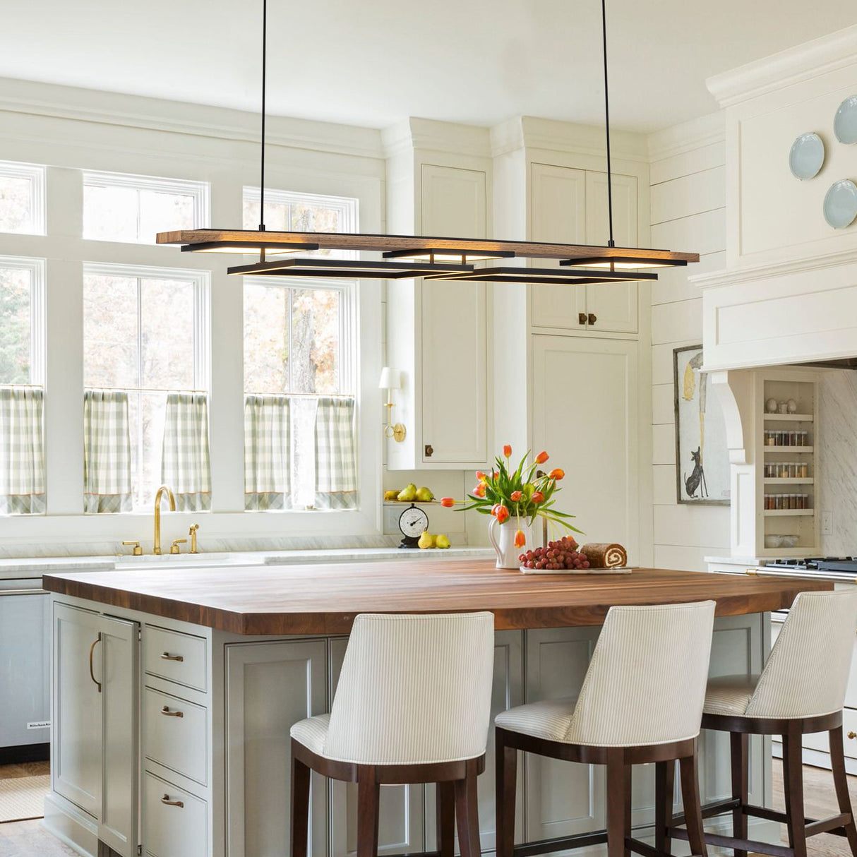 Verstelbare LED Houten Plafondlamp voor Woonkamer