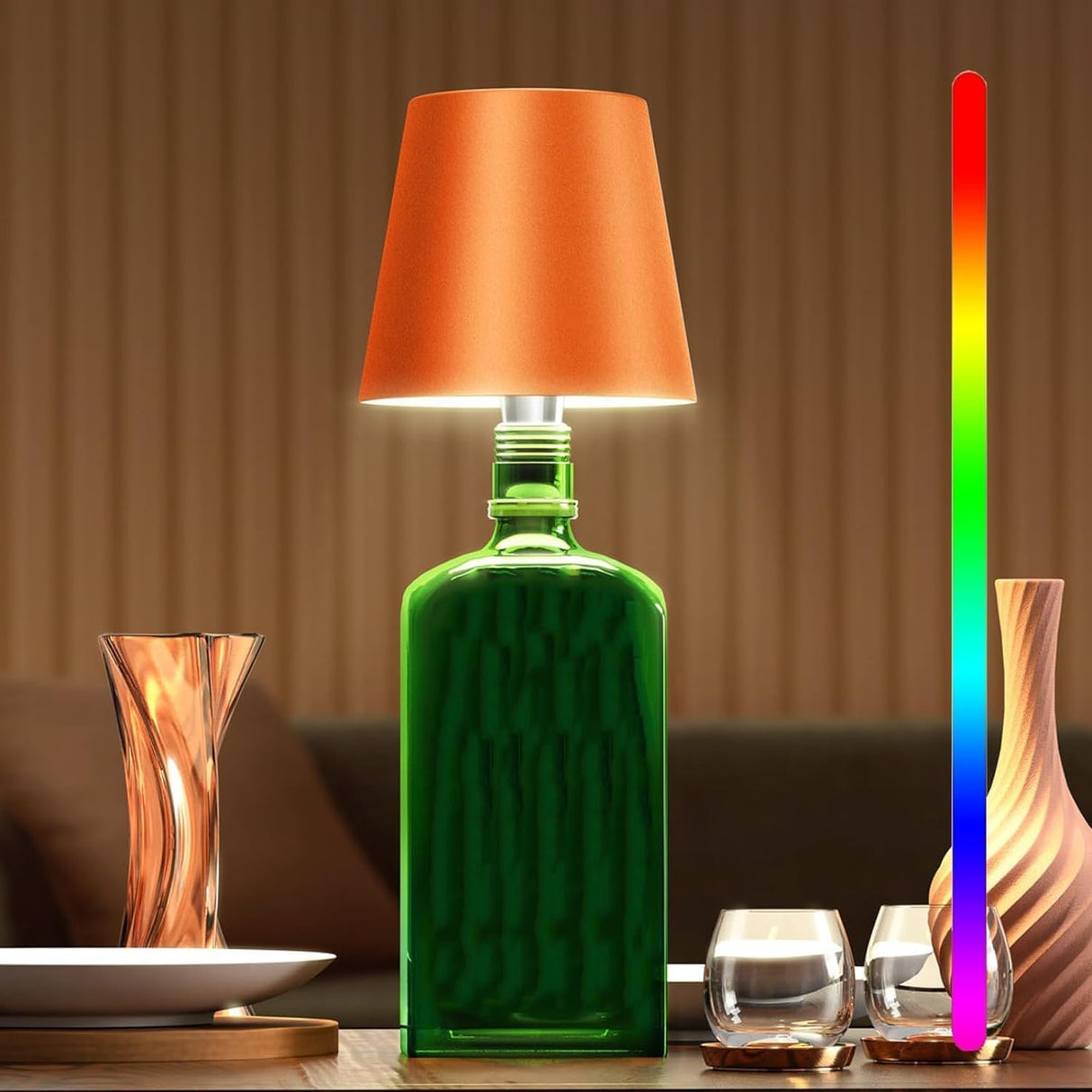 Draagbare LED Verlichtingsfles met Touch Bediening - Dimbaar, Oplaadbaar en Draadloos