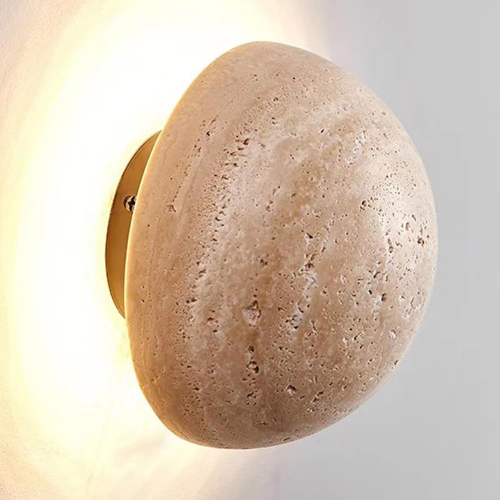 Anais Stonelamp - Moderne Sferische Wandlamp van Travertijn voor Luxe Interieurverlichting