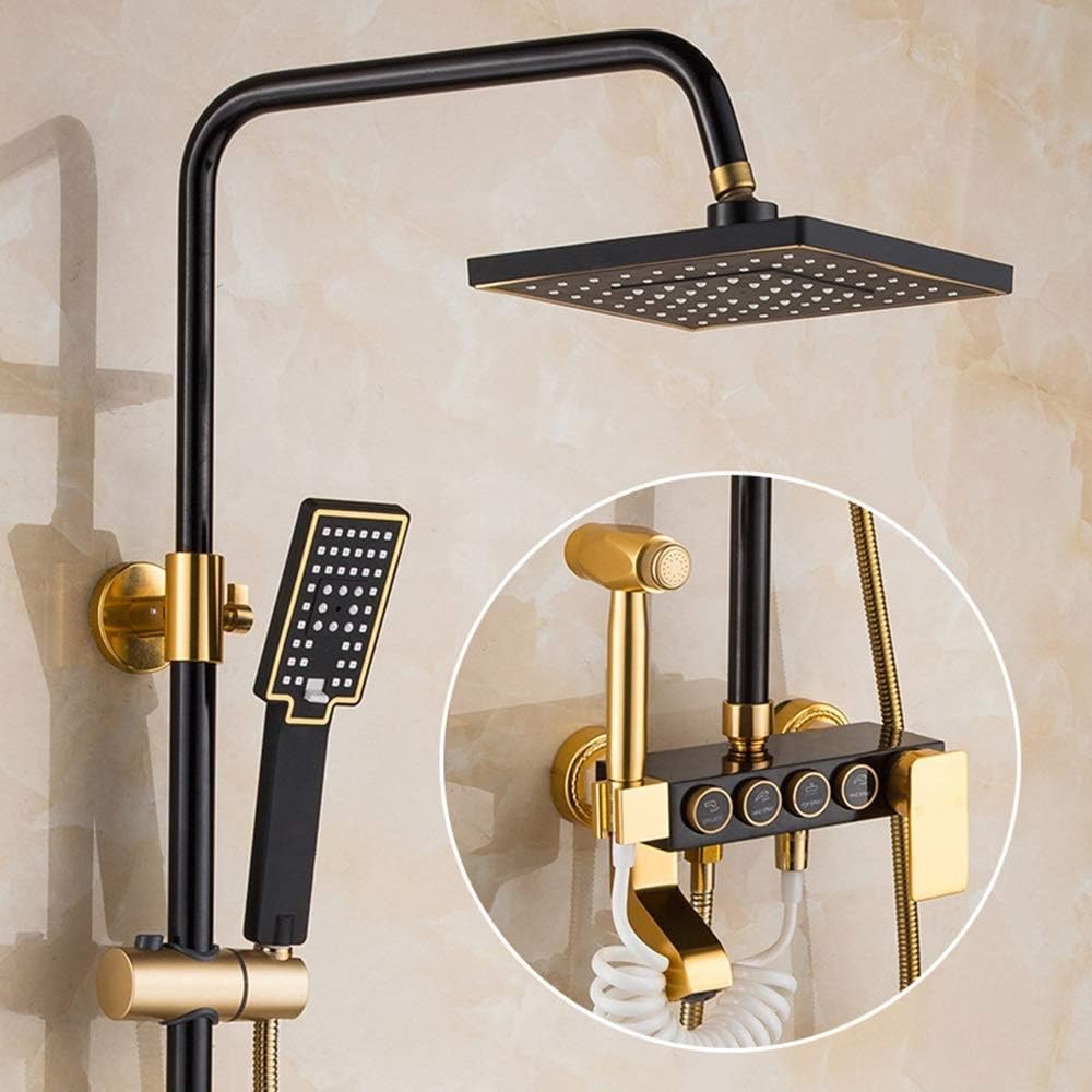 Luxe Retro Douche Set - Zwarte Antieke Kraan met Regendouche voor Stijlvolle Badkamers
