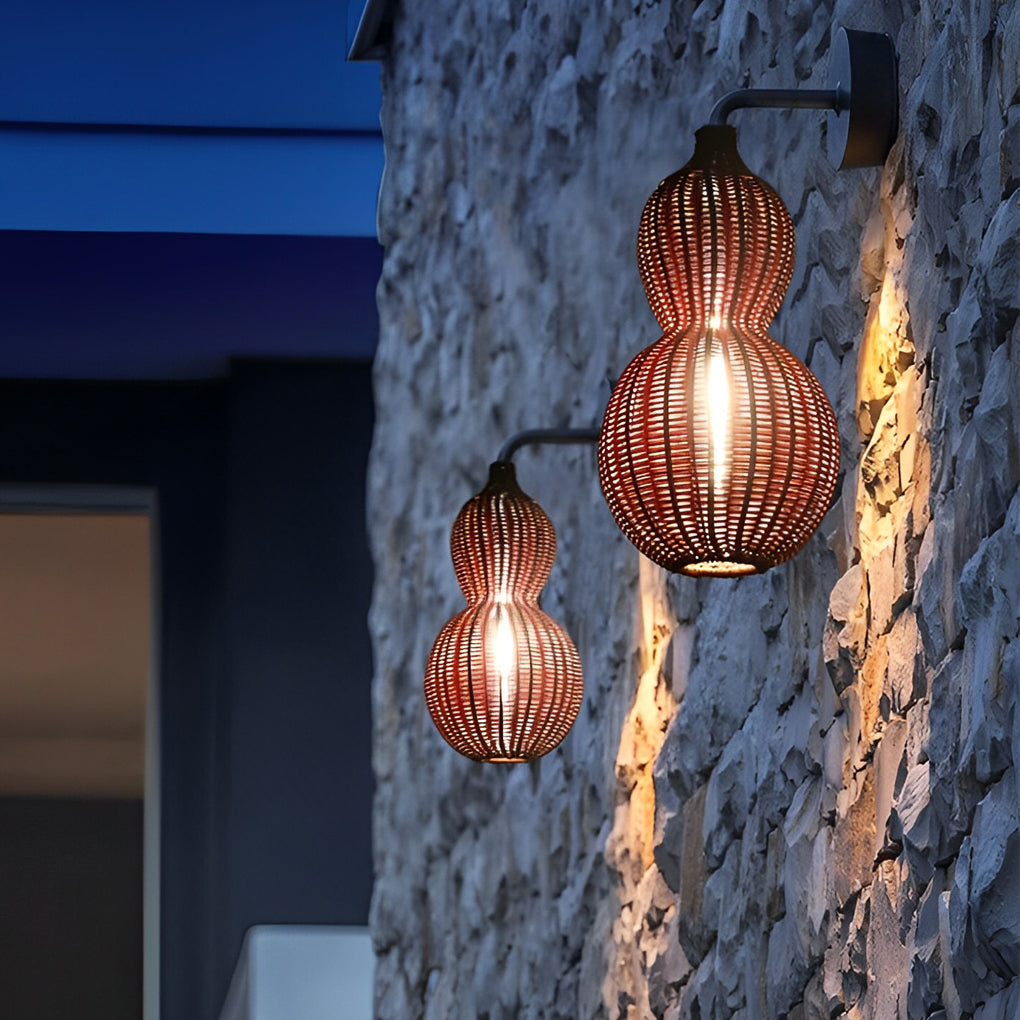 Rotan Kalebas Waterdichte Retro Buiten Kroonluchter Veranda Verlichting Wandlamp