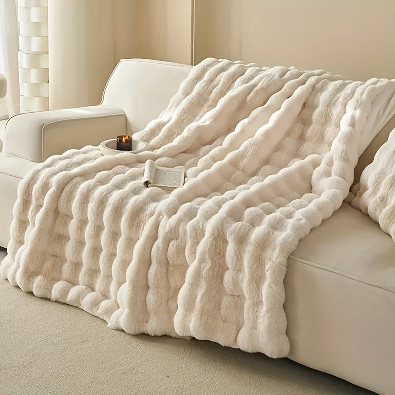 Faux Konijnenbont Fleece Deken – Luxe Warme Bankdeken voor Nap en Airconditioning | Zacht en Dikke Deken