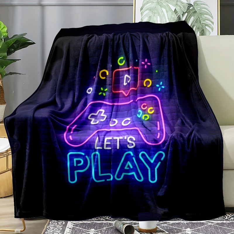 Gamer Deken - Zachte Flanellen Deken met Neon Game Controller Design - Perfect voor Tieners en Gamers