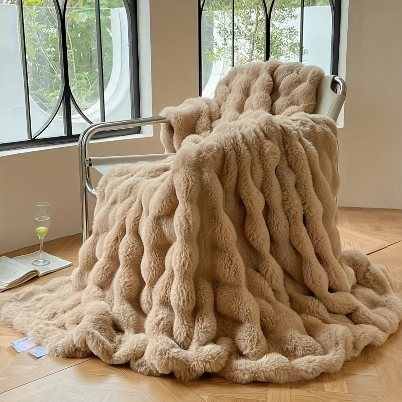 Faux Konijnenbont Fleece Deken – Luxe Warme Bankdeken voor Nap en Airconditioning | Zacht en Dikke Deken