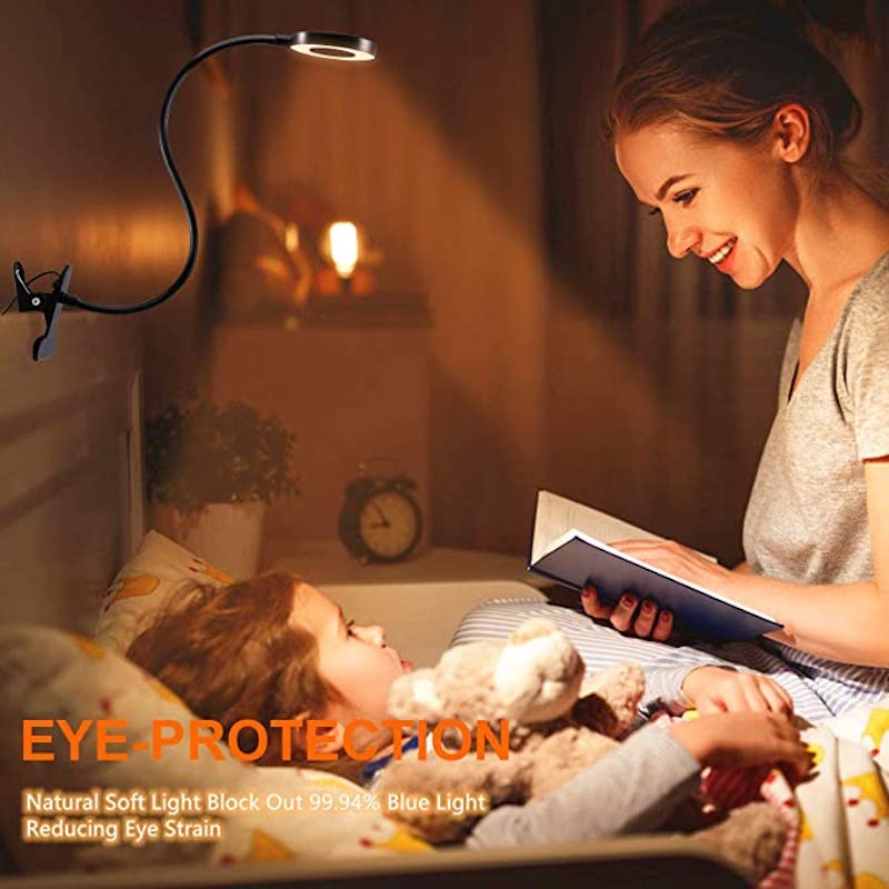 Clip On Leeslamp - 48 LED's, 3 Kleurmodi, 10 Helderheidsniveaus, Flexibele Zwanenhals, USB-aangedreven en Oogbescherming