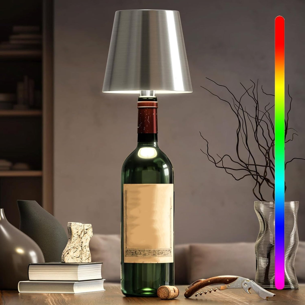 Draagbare LED Verlichtingsfles met Touch Bediening - Dimbaar, Oplaadbaar en Draadloos