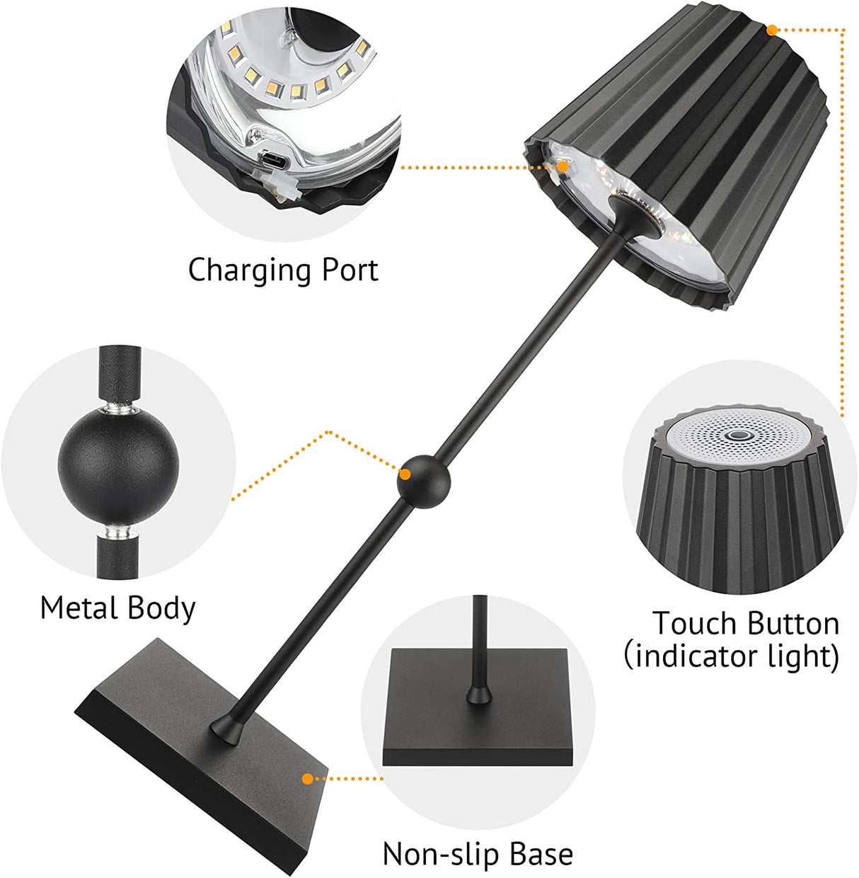 Draadloze Tafellamp met Traploze Dimming - Modern Design voor Binnen en Buiten