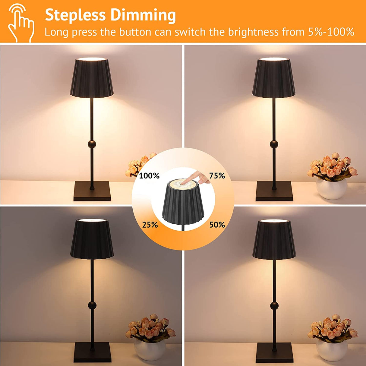 Draadloze Tafellamp met Traploze Dimming - Modern Design voor Binnen en Buiten