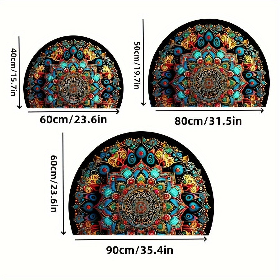 Bohemian Mandala Deurmat Halfrond - Waterdicht, Antislip, Wasbaar - Ideaal voor Binnen en Buiten