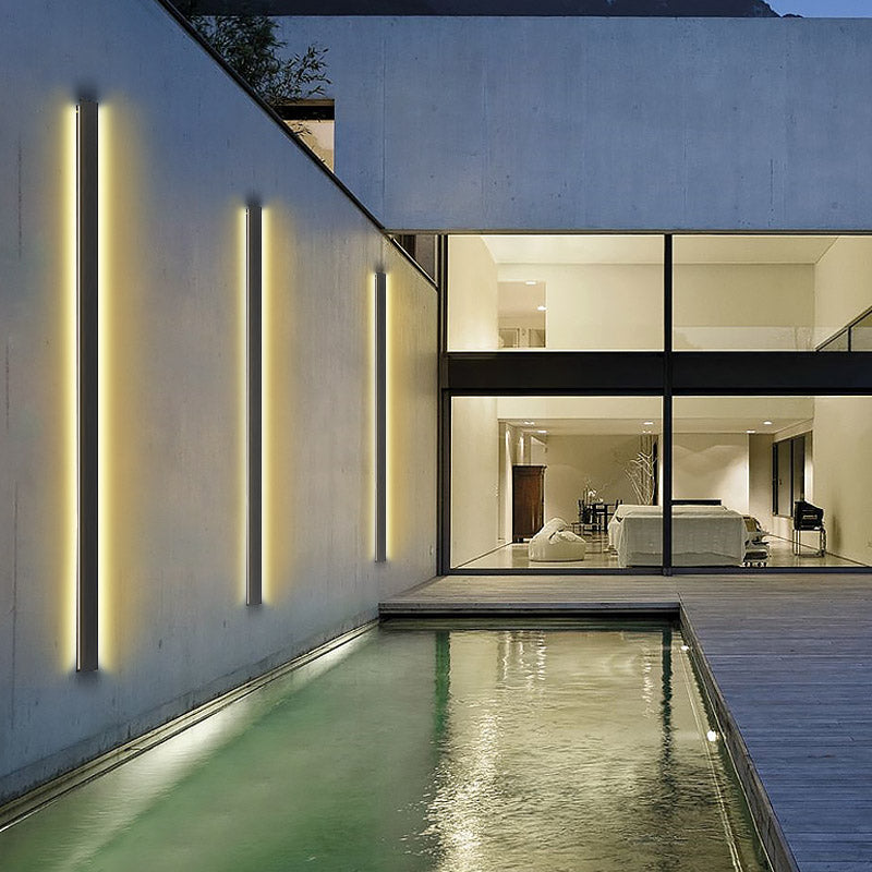 Waterdichte Buiten Lange Strip Zwarte Moderne Veranda Verlichting Buiten Muur Lampen