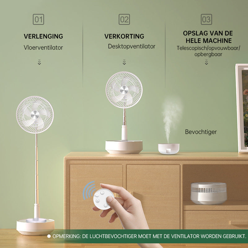 Draagbare Oplaadbare Telescopische Tafelventilator met Stil Ontwerp en Verstelbare Hoogte