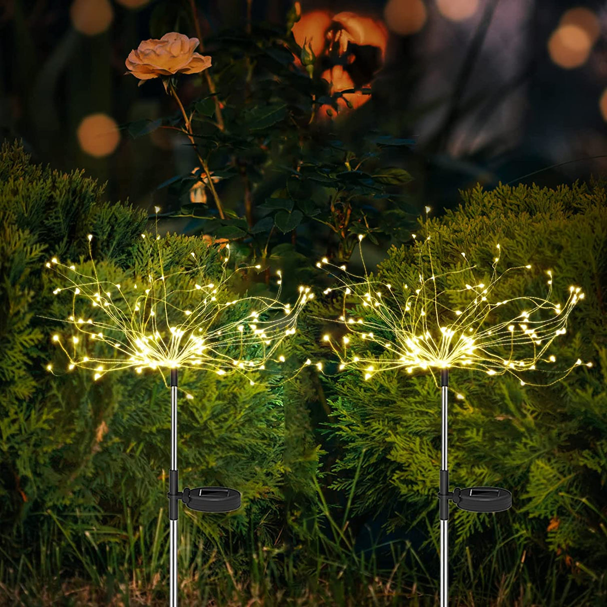 4 Stuks Solar Vuurwerk Tuinlampen - Weerbestendige LED Decoratieve Verlichting, Zonne-energie voor Tuin en Patio