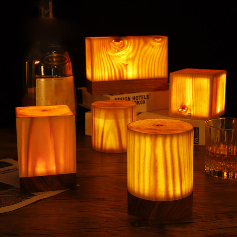Draadloze LED Tafellamp met Touch Bediening | Oplaadbare Accu | Houtnerf Design | Verstelbare Helderheid